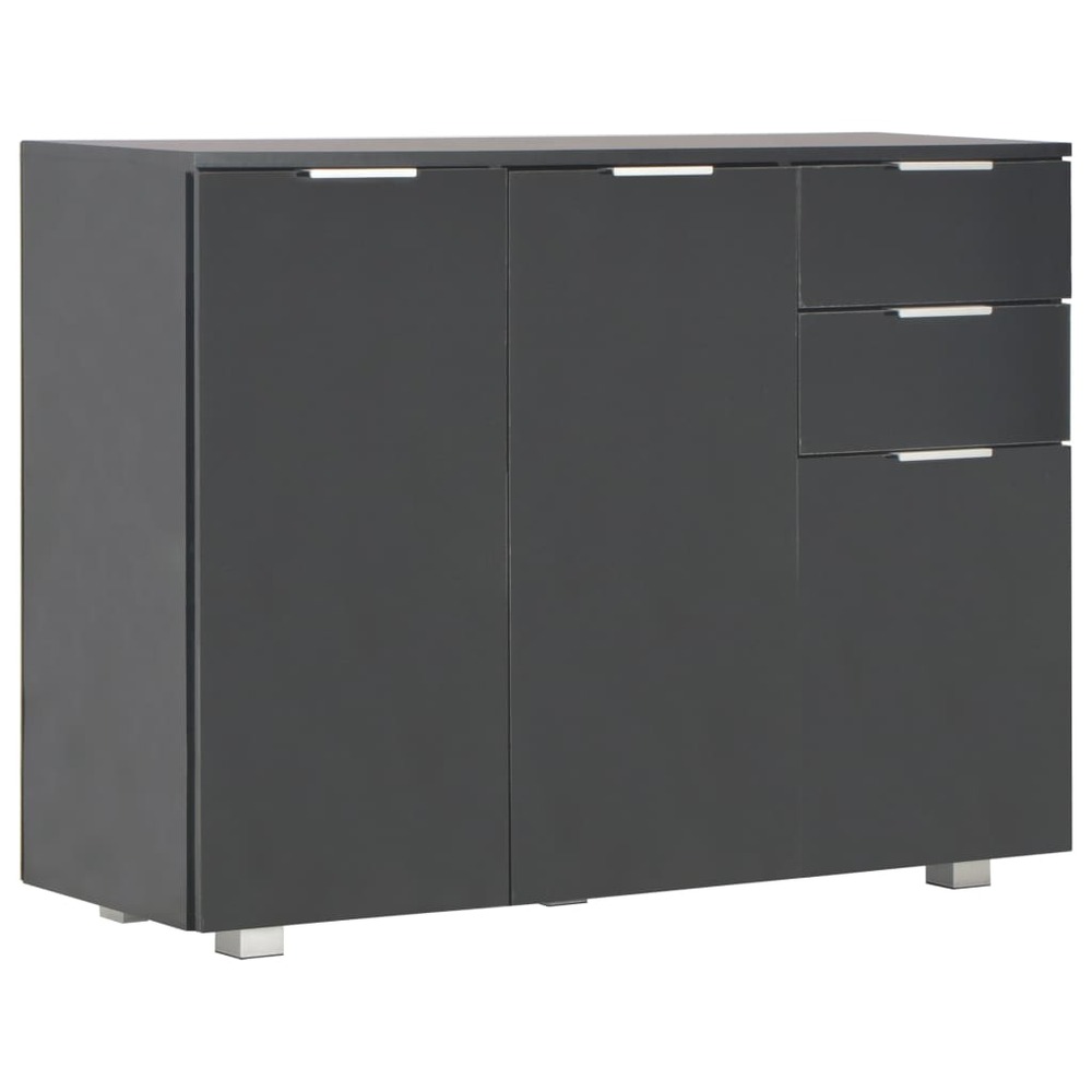 Buffet bahut commode armoire meuble de rangement organisateur cuisine salle de séjour salon brillant 107 x 35 x 80,5 cm noir