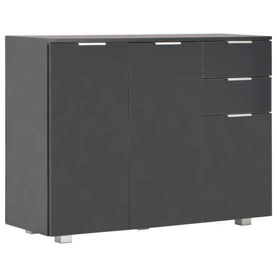 Buffet bahut commode armoire meuble de rangement organisateur cuisine salle de séjour salon brillant 107 x 35 x 80,5 cm noir