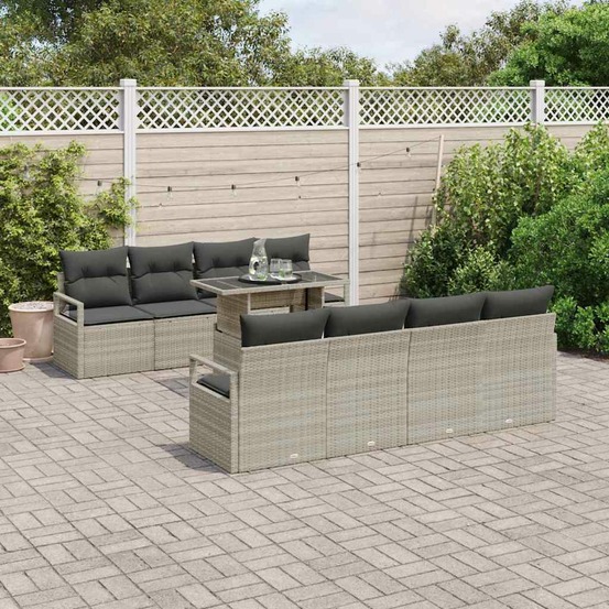 Ensemble de canapé de jardin 9 pcs gris clair poly rotin