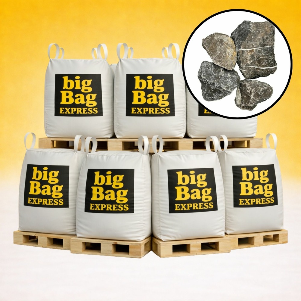 Pack 7 x big bag +/- 1,5t ballast ou pierre à gabion gris ø 80/150 mm - livraison premium