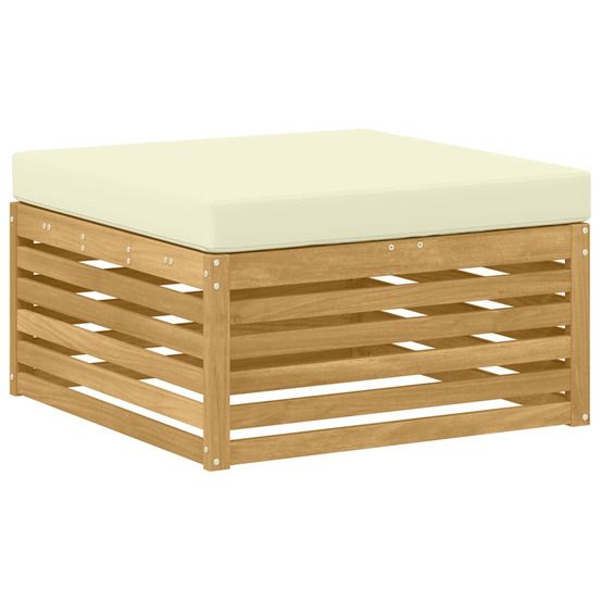 Pouf d'extérieur bois d'acacia massif blanc
