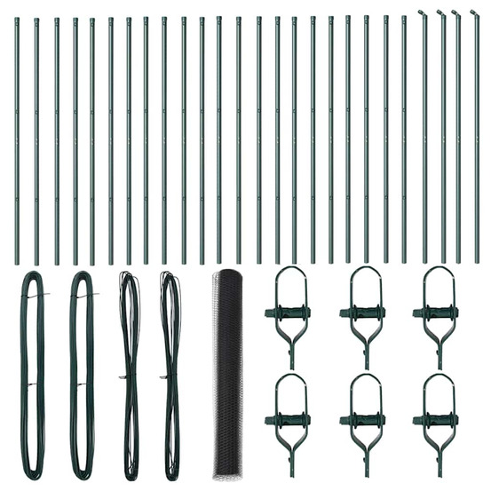 Clôture avec poteaux gris 1 x 50 m acier recouvert de pvc