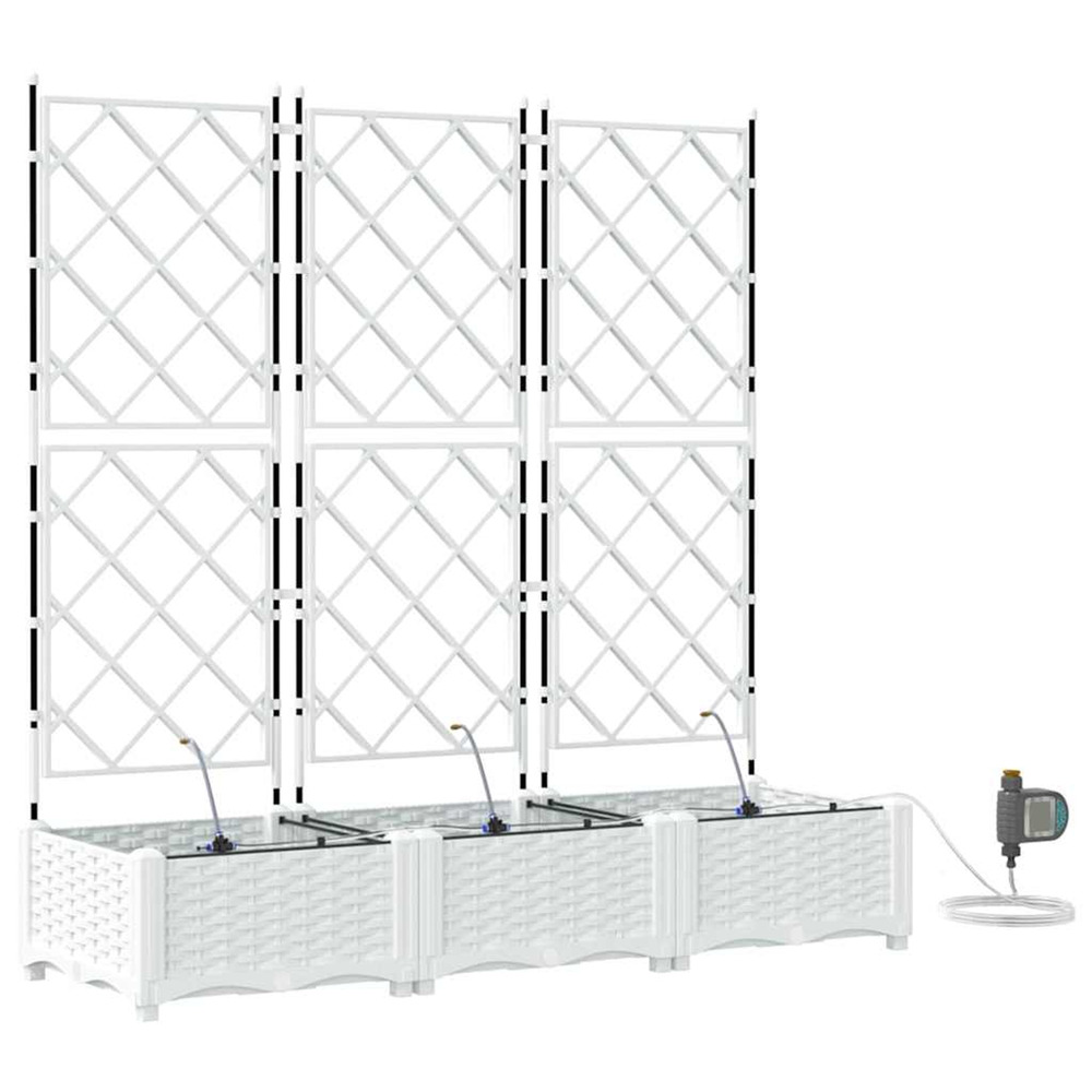 Cache-pot de jardin 3 pcs blanc acier