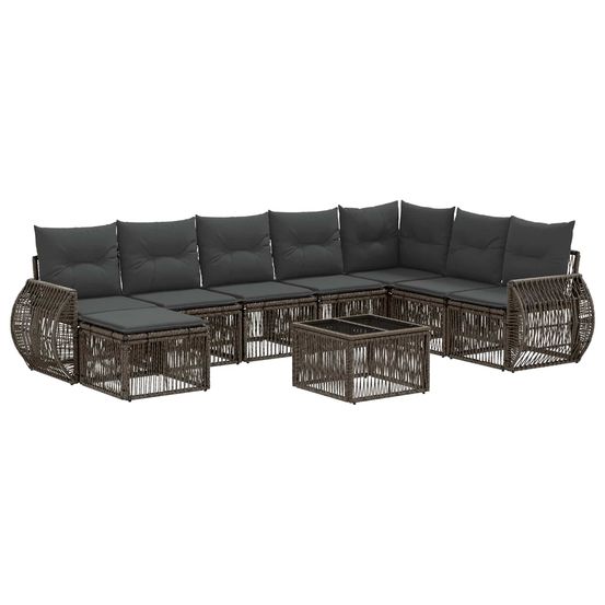 Ensemble de canapé de jardin 9 pc gris et gris foncé polyrotin