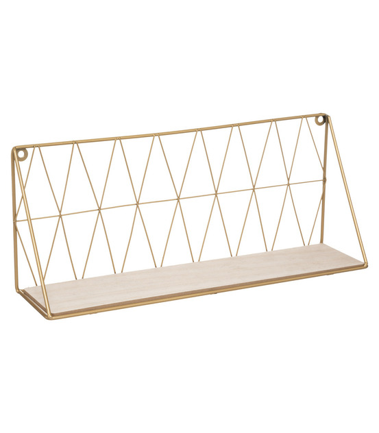 Etagère murale en métal filaire doré 48 x 20 cm