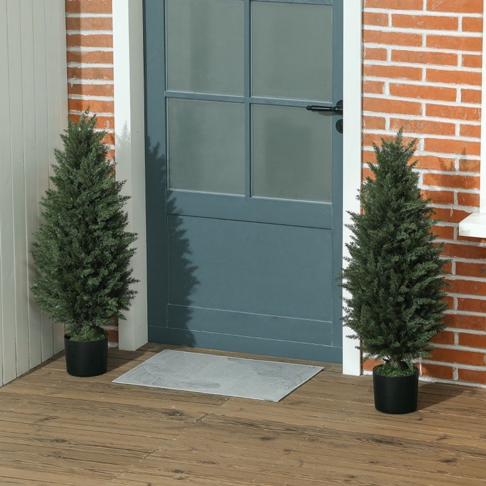 Lot de 2 cyprès artificiels 90cm plante verte pot déco intérieur extérieur