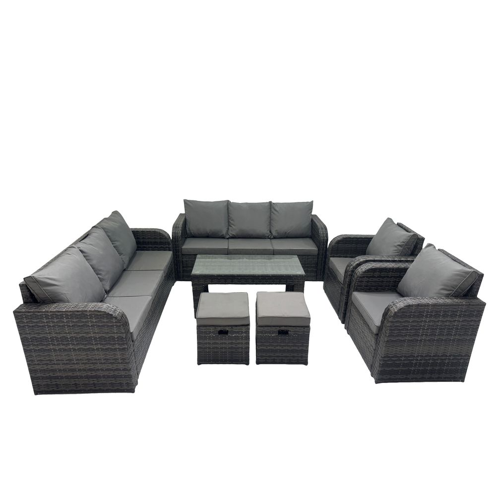 Ensembles de meubles de jardin 10 places ensemble de canapés en rotin avec table basse chaise inclinable 2 petits tabourets