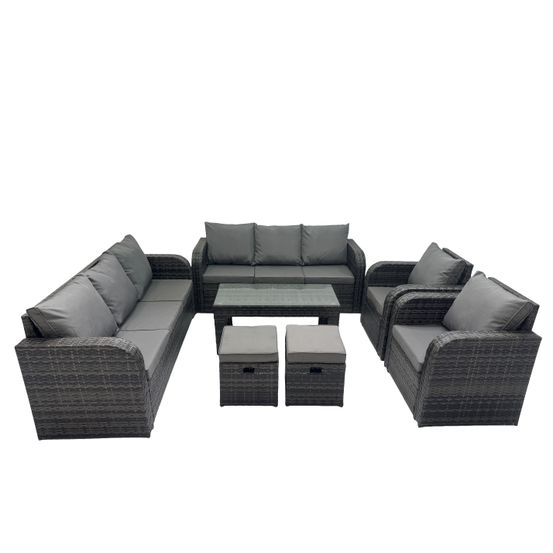 Ensembles de meubles de jardin 10 places ensemble de canapés en rotin avec table basse chaise inclinable 2 petits tabourets