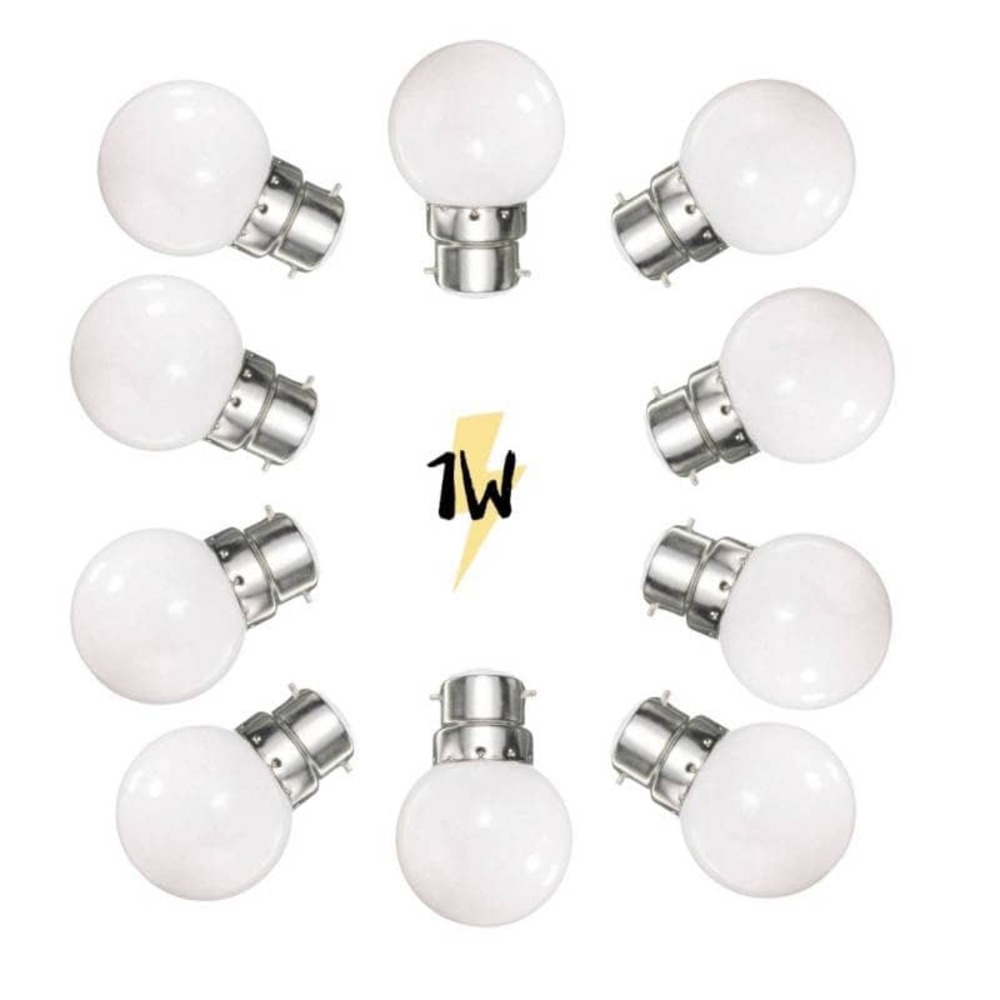 Lot de 10 ampoules b22 plastique 1w led blanc chaud g45 pour guirlande guinguette professionnelle