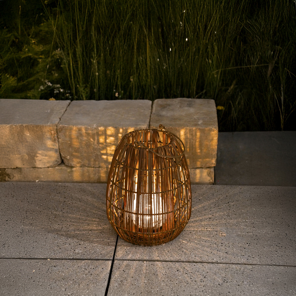 Esotec solar lampe en rotin isabella 28 crackle verre brisé boule style boho 102281