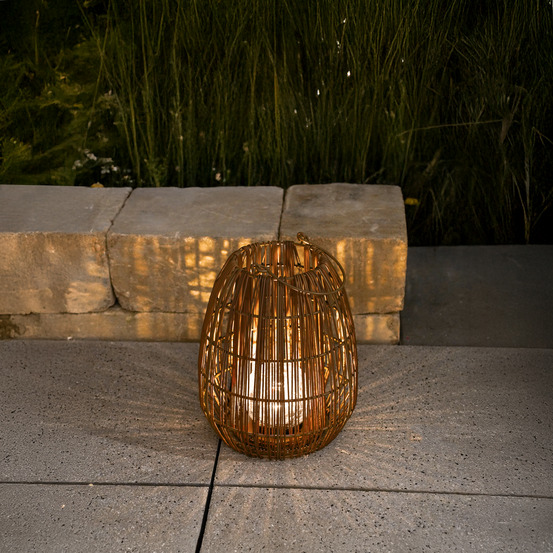 Esotec solar lampe en rotin isabella 28 crackle verre brisé boule style boho 102281