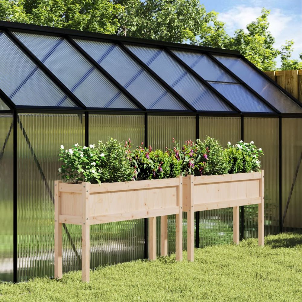 Lot de 2 grandes jardinières sur pieds en pin 110 cm pour potager balcon