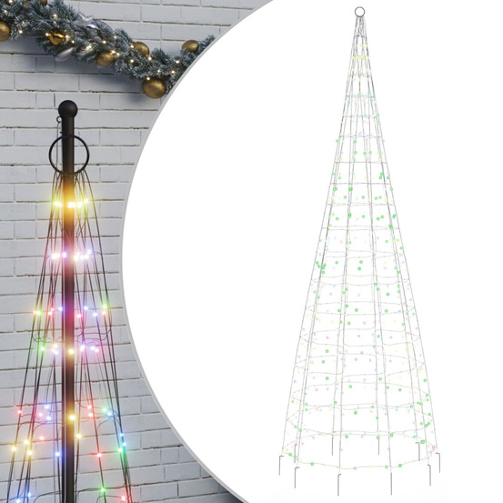 Sapin de noël à led sur mât de drapeau 550 led coloré 300 cm