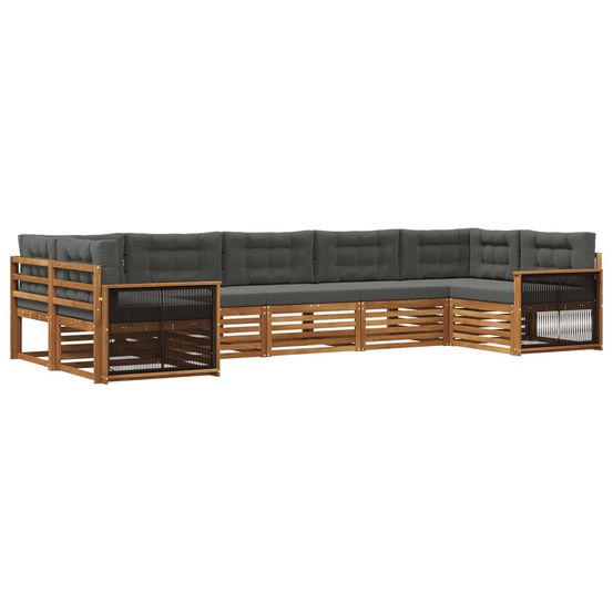Ensemble de canapés d'extérieur 7 pc naturel et anthracite