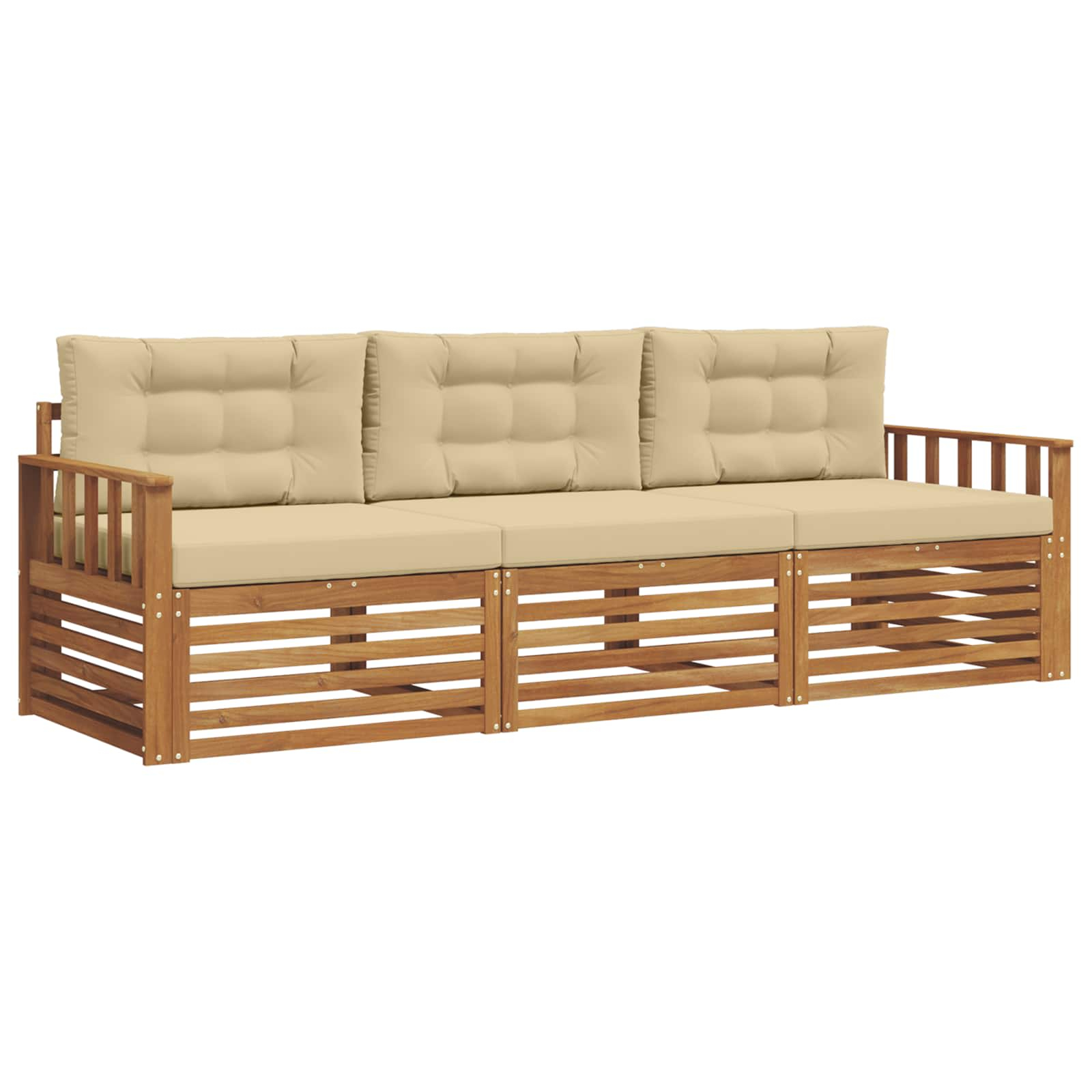 Ensemble de canapés d'extérieur 3 pcs naturel et beige