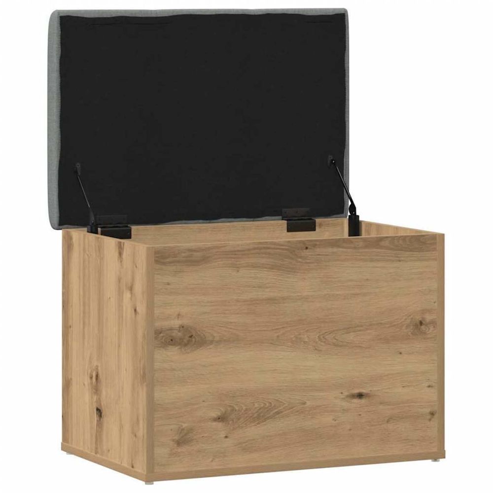 Banc de rangement chêne artisanal 62x42x45 cm bois d'ingénierie
