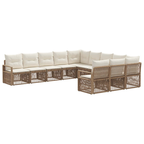 Ensemble de canapé de jardin 11 pcs beige polyrotin