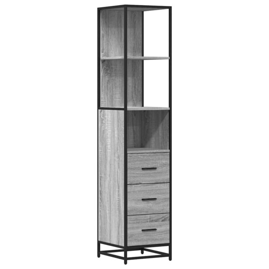 Armoire de salle de bain sonoma gris 35x37,5x166 cm