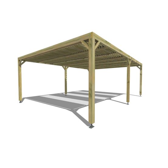 Pergola bois • 7m x 5m • indépendante • sens profondeur • lames orientables bioclimatiques incluses • livraison comprise