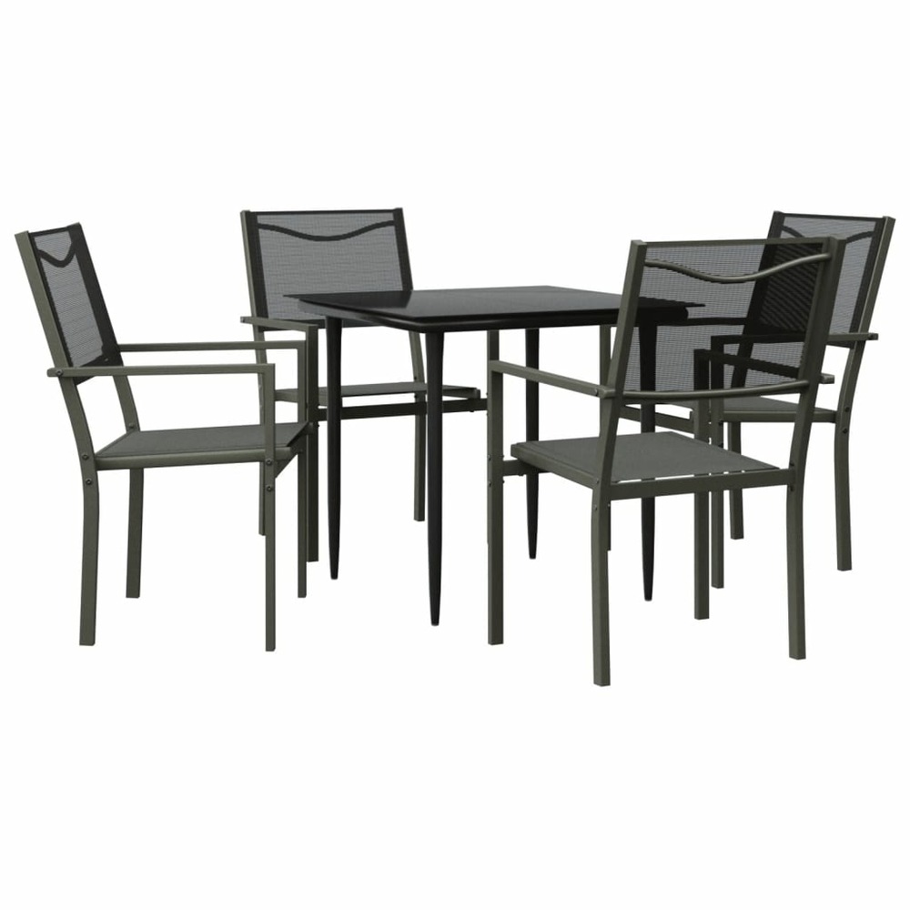 Ensemble à manger de jardin 5 pcs noir textilène et acier