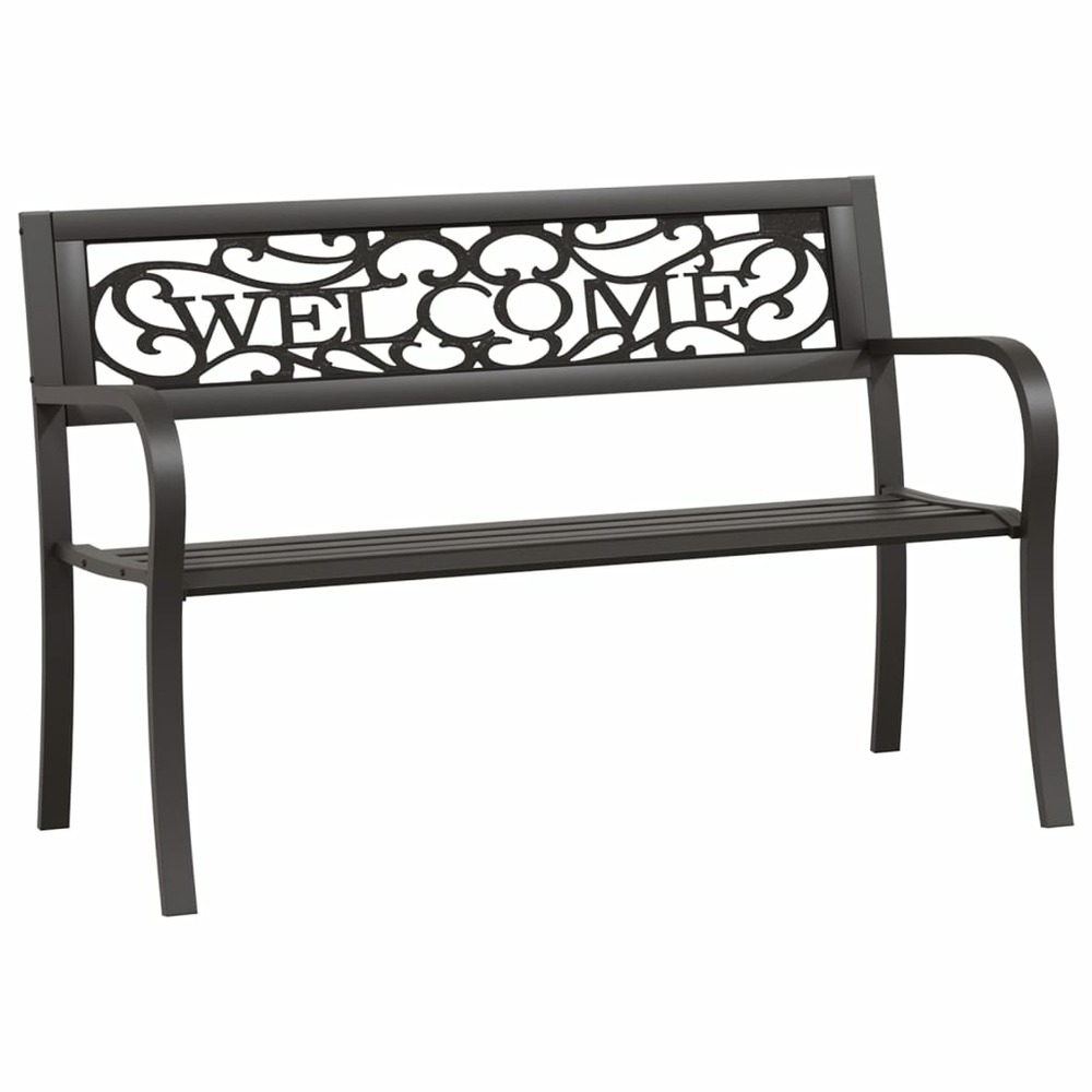 Banc de jardin meuble de patio d'extérieur terrasse 125 x 53 x 77 cm acier noir