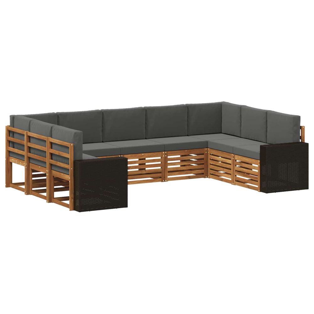 Ensemble de canapés d'extérieur 9 pc naturel et anthracite