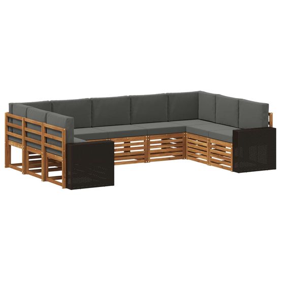Ensemble de canapés d'extérieur 9 pc naturel et anthracite