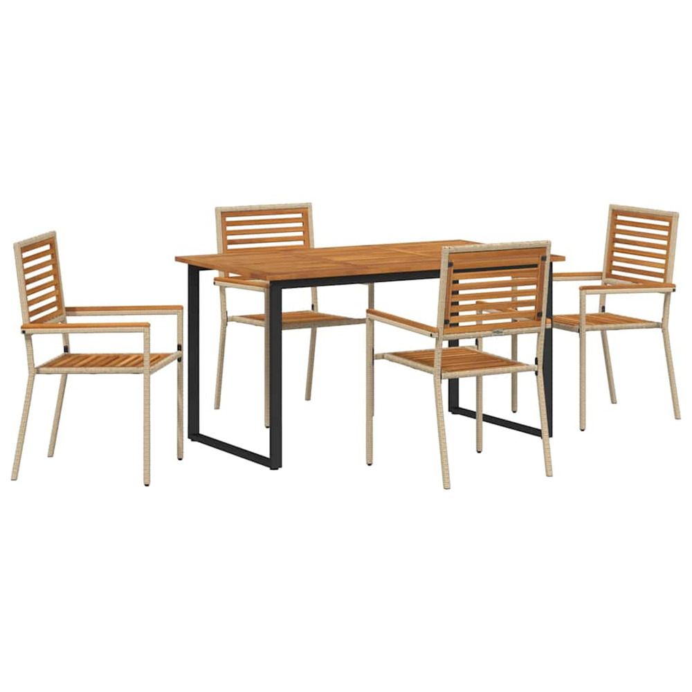 Ensemble de salle à manger pour jardin 5 pcs beige