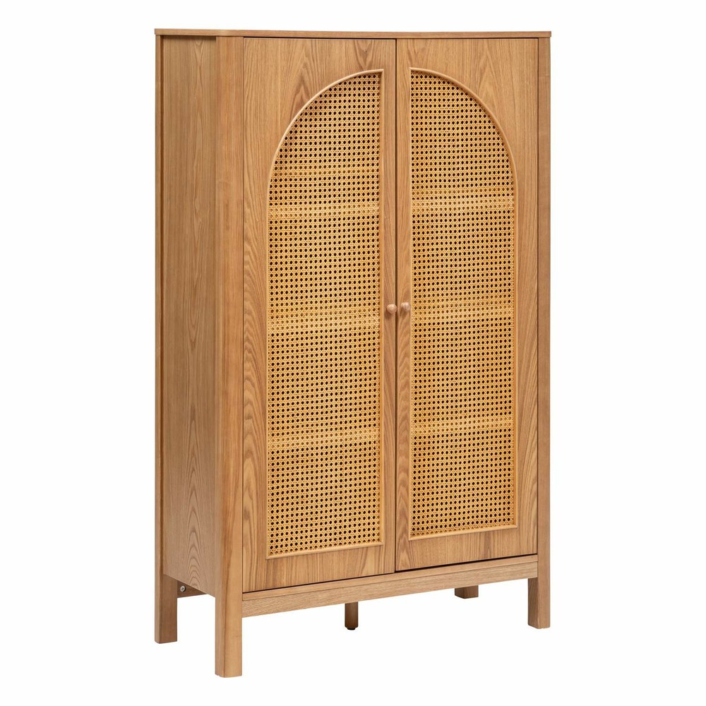 Armoire 2 portes en cannage tiria - marron