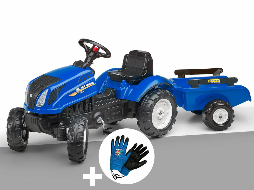 Tracteur enfant new holland avec remorque 2 à 5 ans + gants