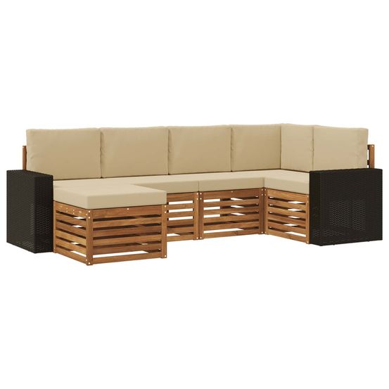 Ensemble de canapés d'extérieur 6 pc naturel et beige polyester