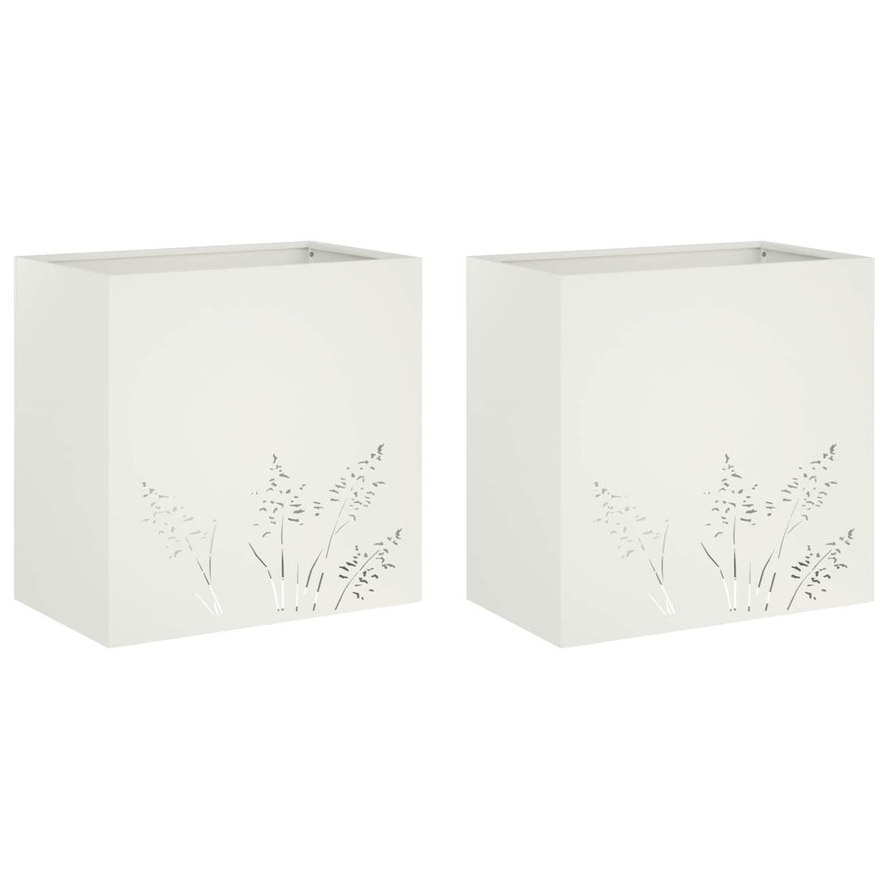 Cache-pot de jardin 2 pc blanc 50 x 30 x 49 cm