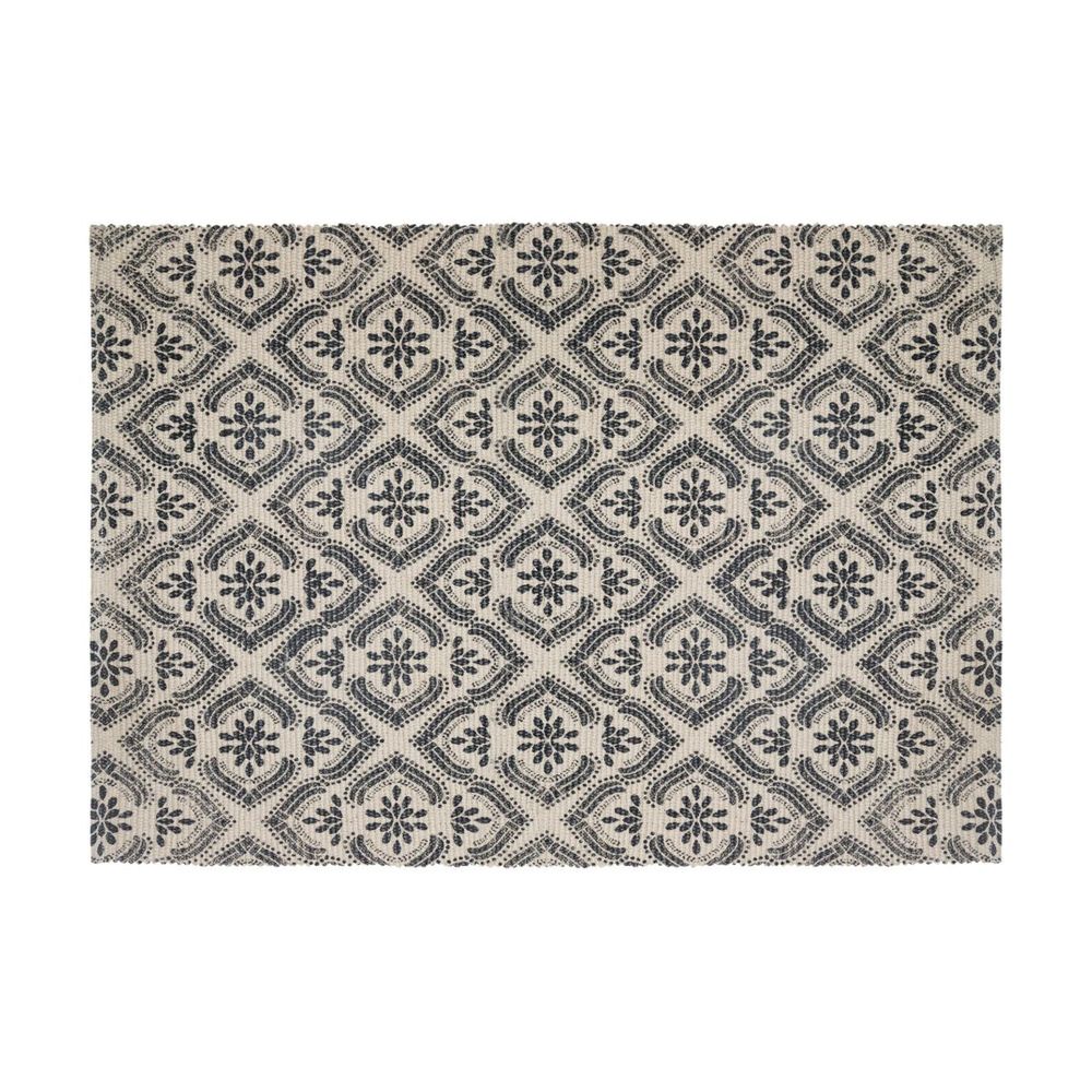 Tapis décoratif en coton imprimé gris foncé 60 x 90 cm