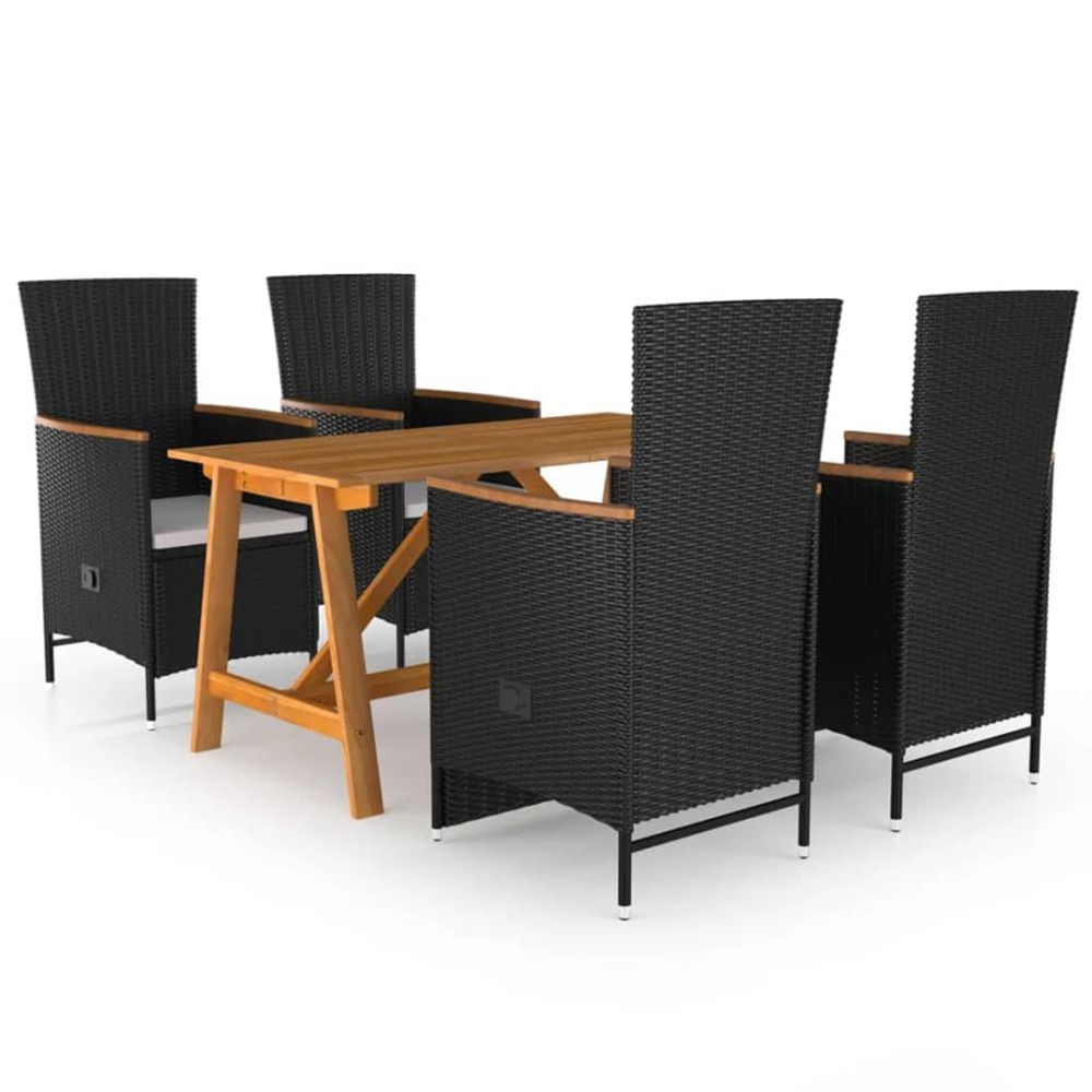 Ensemble à manger de jardin 5 pcs noir