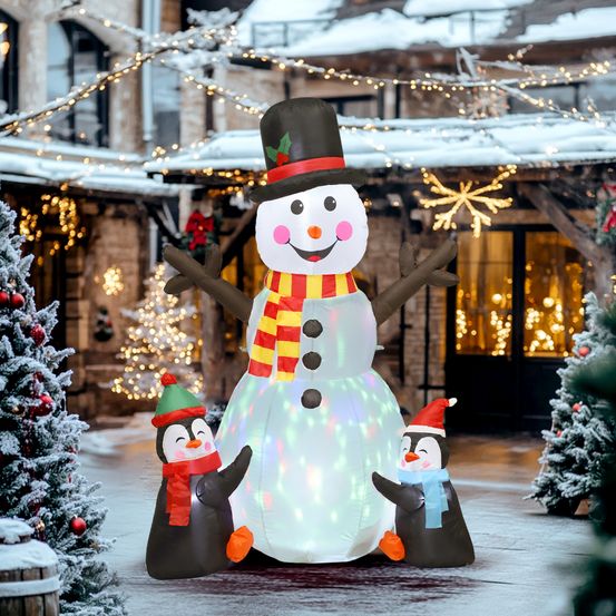 Bonhomme de neige gonflable en polyester blanc 180 cm longueur cm