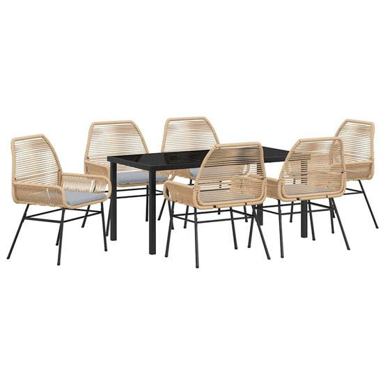 Ensemble de salle à manger pour jardin 7 pcs marron polyrotin