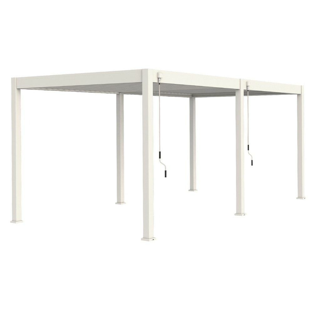 Pergola bioclimatique autoportante blanc - 300 x 600 x h. 258 cm
