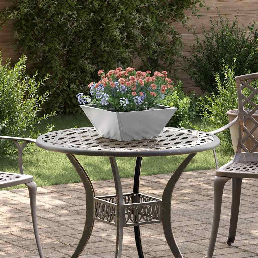 Lot de 5 pots de fleur bol inox brossé pour extérieur argent 35 cm