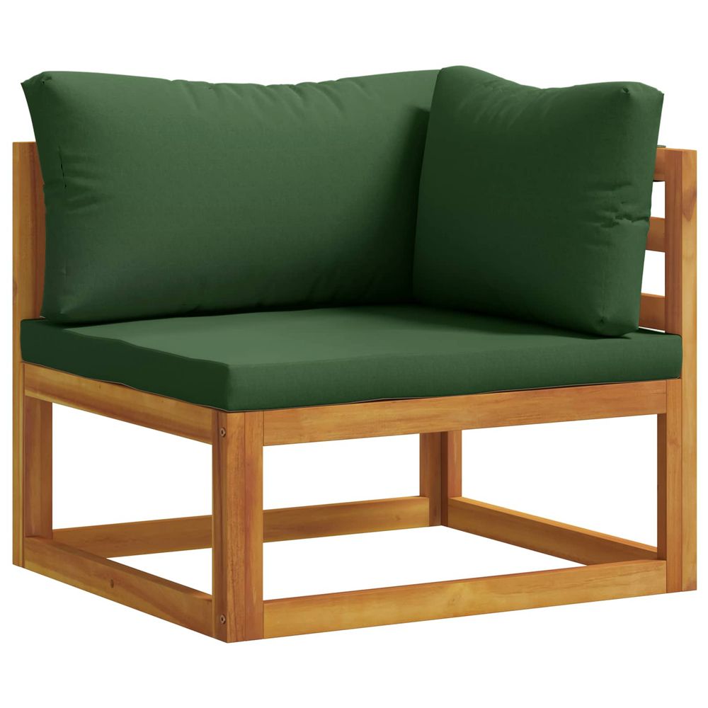 Canapé d'angle avec coussins bois d'acacia massif naturel