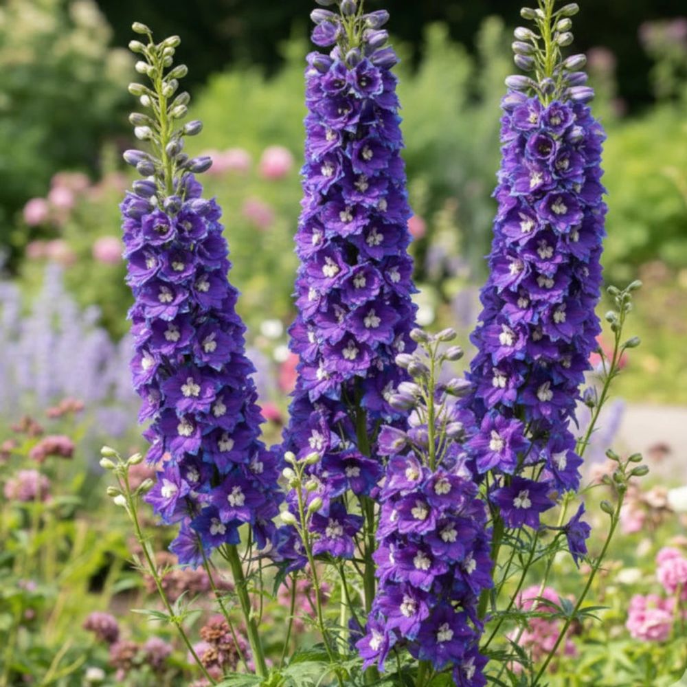 Pied-d'alouette black knight, delphinium lot de 5 godets
