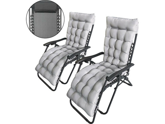 Lot de 2 fauteuils de jardin inclinable zéro gravité avec coussin matelassé