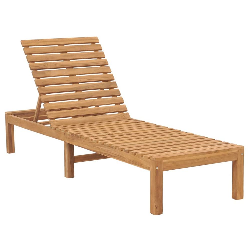 Chaise longue bois de teck solide bain de soleil