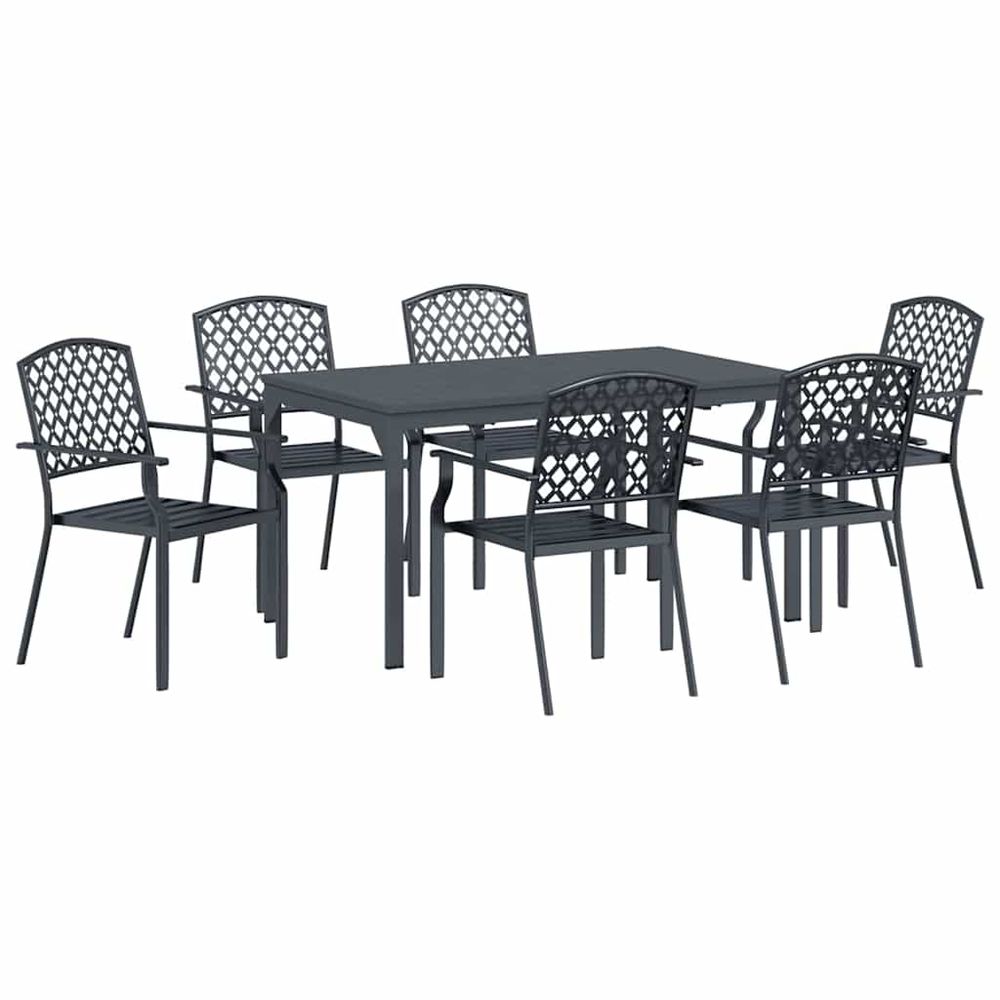 Ensemble de salle à manger pour jardin 7 pc anthracite