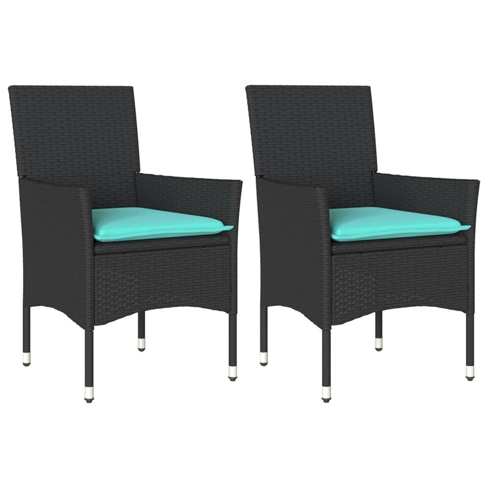 Chaises de jardin avec coussins lot de 2 noir résine tressée