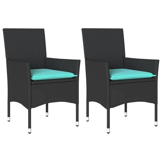 Chaises de jardin avec coussins lot de 2 noir résine tressée