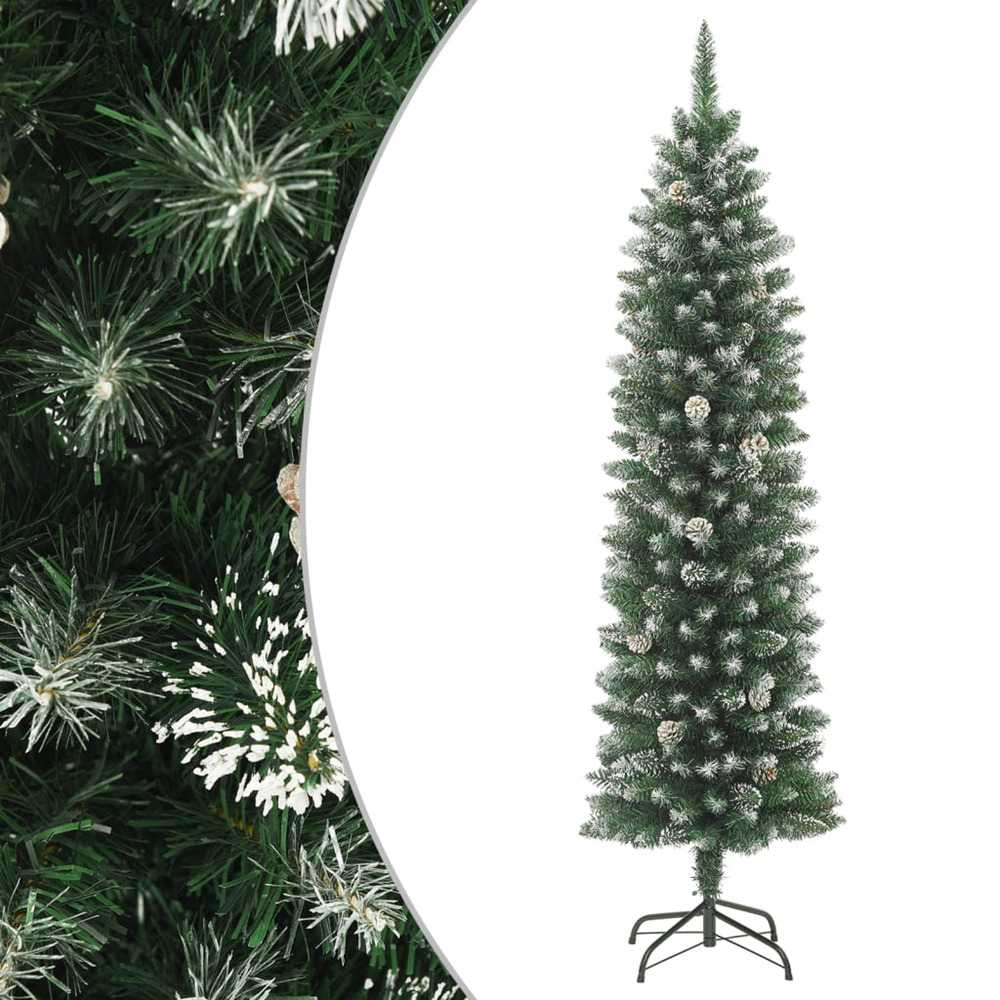 Sapin de noël artificiel mince avec support 150 cm pvc