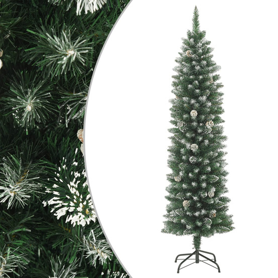 Sapin de noël artificiel mince avec support 150 cm pvc
