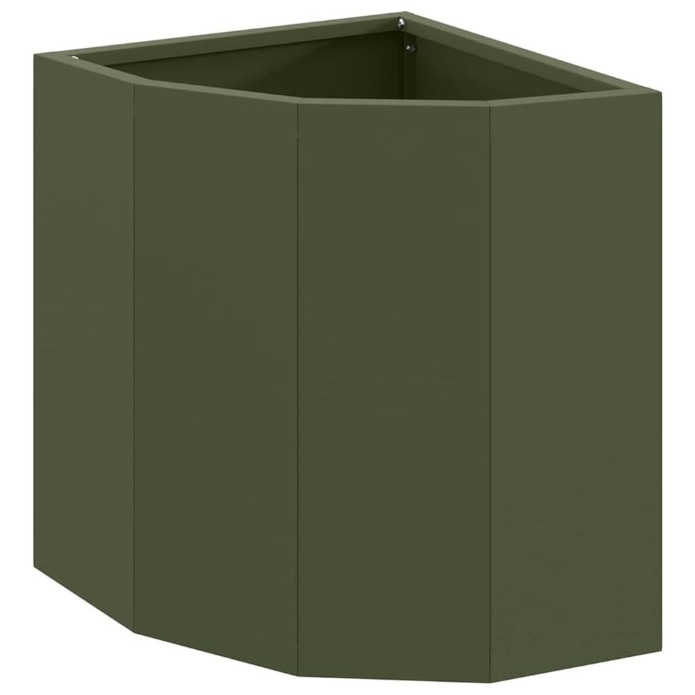 Jardinière d'extérieur d'angle vert olive 30 x 30 x 35 cm acier