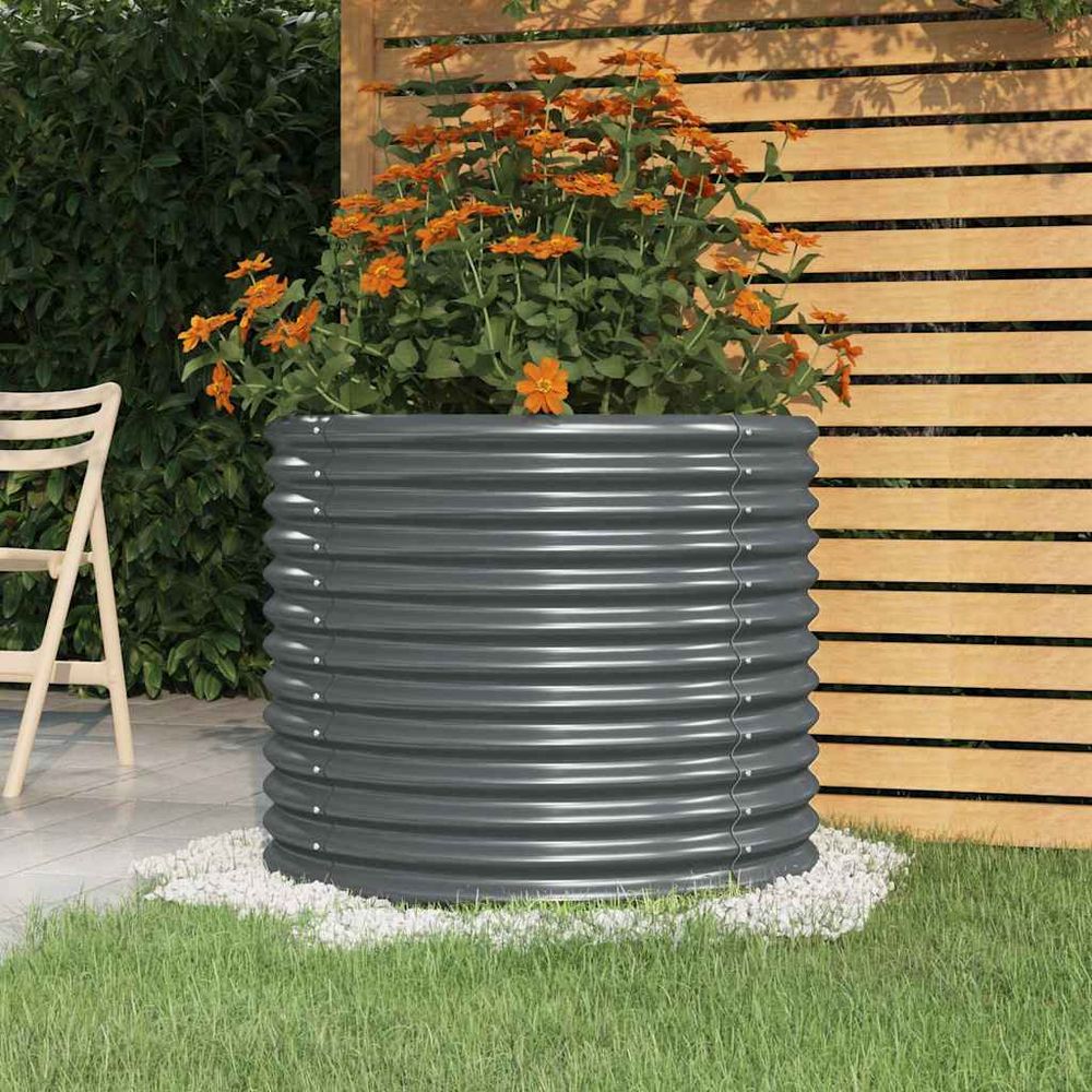 Jardinière ronde acier galvanisé pour potager jardin balcon anthracite 80x68 cm