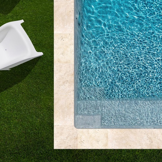 Kit complet | margelles pour piscine 6x3m en travertin beige light (+ colle, joint, hydrofuge ...)